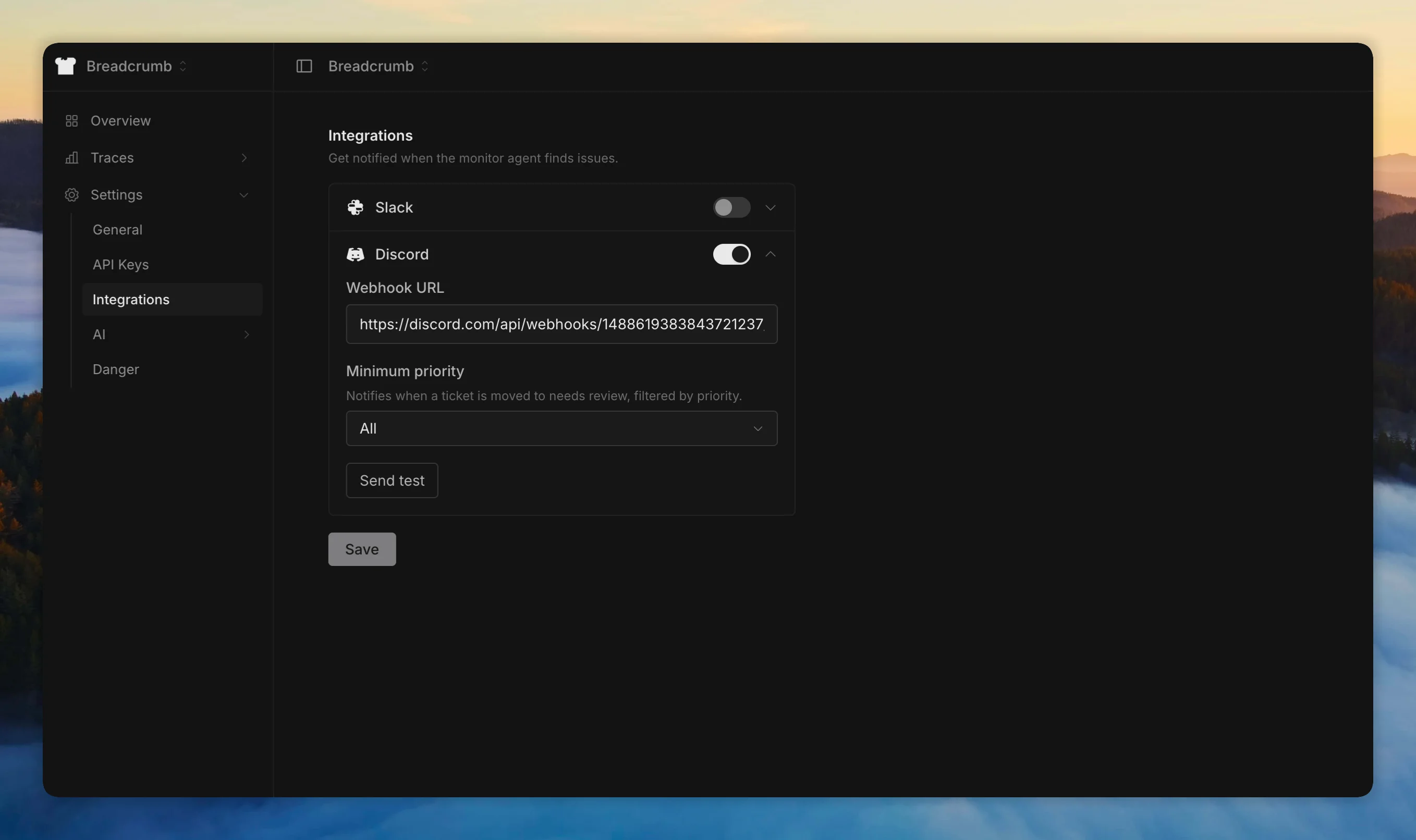 Webhook integrations